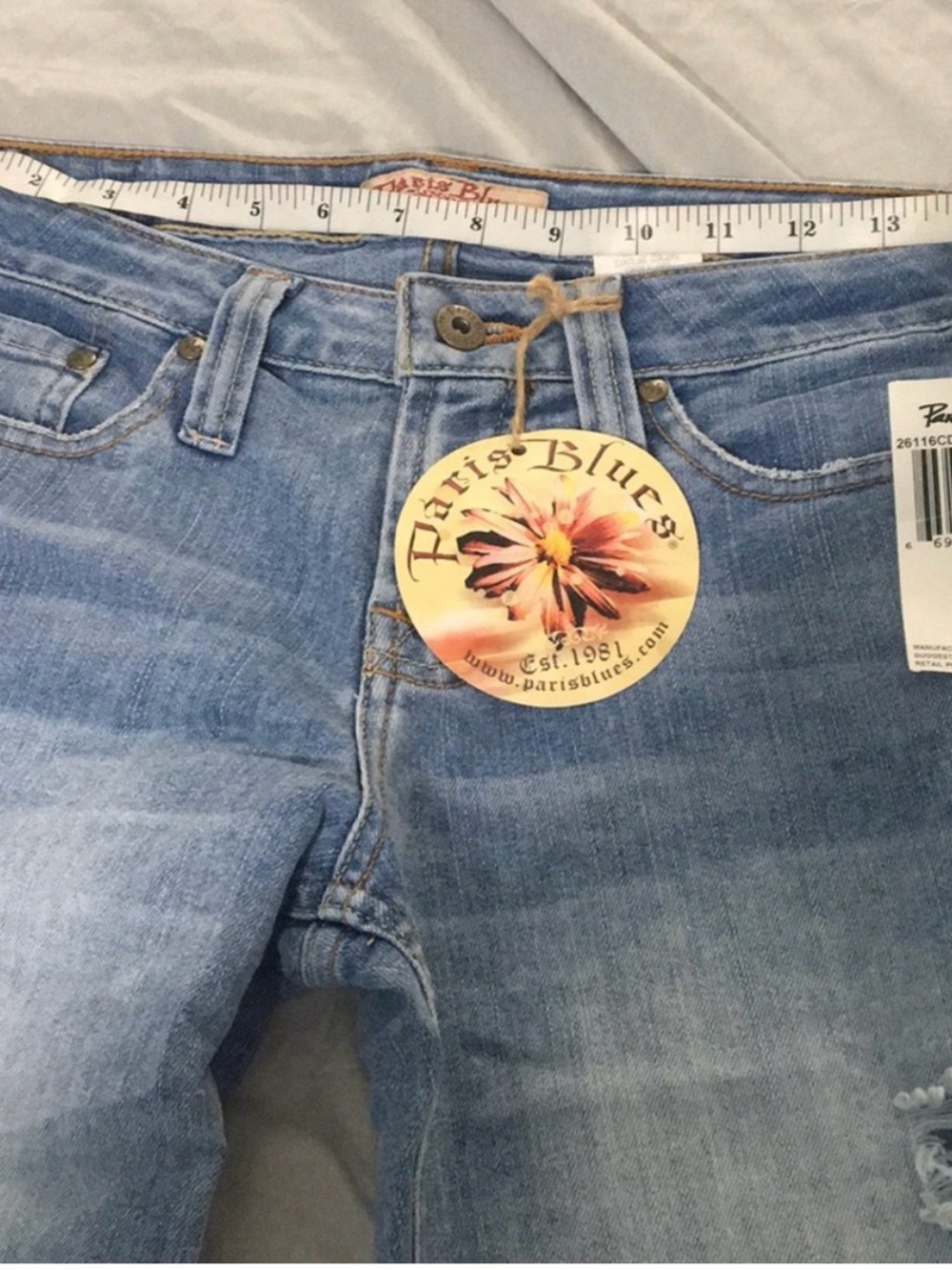 Paris Blues Faded Light Wash Flare Jeans Sz 7 - Picture 10 of 11